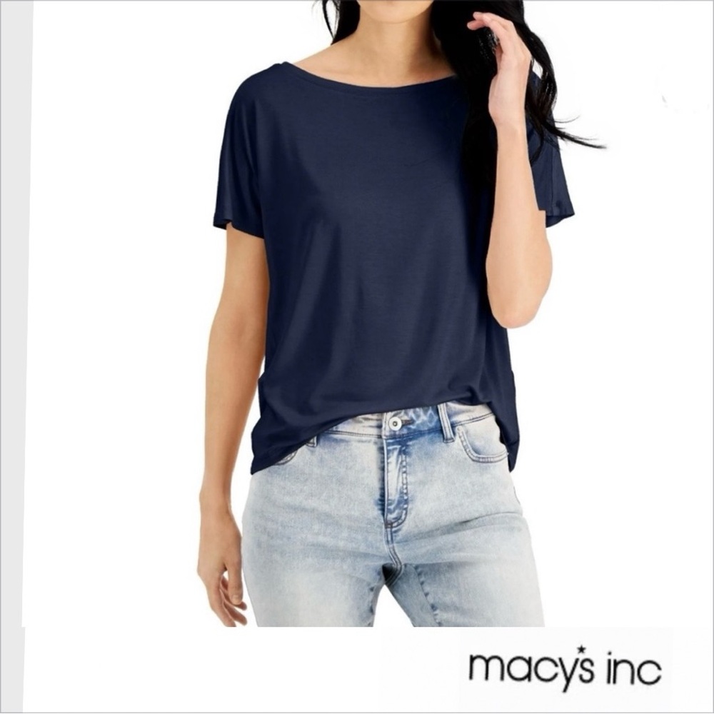 INC Navy Blue Dolman Short Sleeve Top